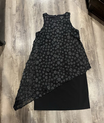 Tahari Arthur S. Levine Women’s Size 6 Black Lace Sequin Sheath Midi Dress VTG