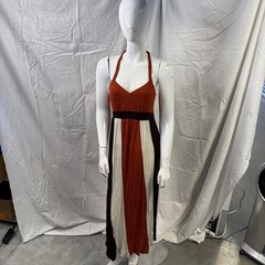 Bohemian Halter Maxi Dress | Striped Color Block Summer Beach Casual Flowy Sz L