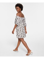 BAR III Womens Beige Unlined Pullover Pouf Sleeve Fit + Flare Dress XS