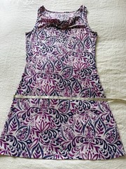Title Nine Breeze Athletic Dress Purple Print Cowl Neck Sleeveless Size M