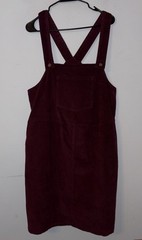Dorothy Perkins Curve Burgundy Red Cord Pinafore Dungaree Dress. Sz 18. New #106