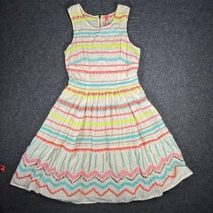 Anthropologie Plenty Tracy Reese sunglow embroidered striped fit flare dress