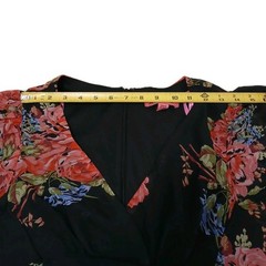 Betsy Johnson Floral Mini Dress Sz 4 Black Pink Babydoll Bell Sleeves Whimsigoth