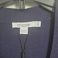 Chico&rsquo;s Black Long Sleeve Button Front V-Neck Long Cardigan Sweater Dress S