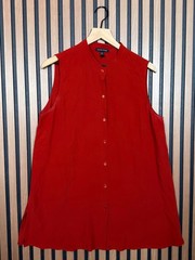 Eileen Fisher Relaxed Dress Large Women’s Red 100% Silk Button Front Tunic