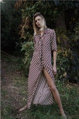 Zara Multicolor Geometric Print Shirt Dress Collared Button Long 3/4 Sleeve M