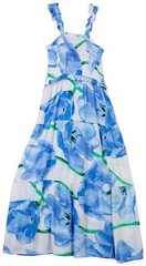 Jolie & Joy Floral Tiered Midi Dress Medium Smocked Bodice Blue White NWT Spring
