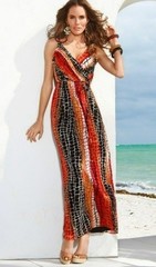 Muse BOSTON PROPER 14 Padded Bra Snakeskin Animal Print Surplice Maxi Dress Red