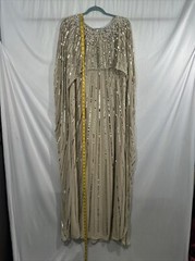 NWT Mac Duggal [ 16W ] 93993 Beaded Embellished Column Cape Gown Champagne S1070