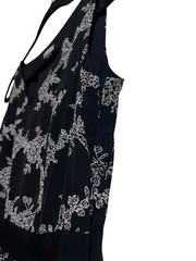 EUC Women&rsquo;s Ann Taylor Petite Black White Floral Sleeveless Silk Dress 4P