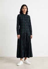 Polo Ralph Lauren Plaid A-Line Shirtdress in Green Wool Midi Shirt Dress 10
