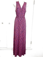 SPENSE Size Medium Dress Maxi Long Multicolor Braided Waist V Neck Casual New