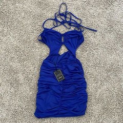 Michael Costello X Revolve NWT Dayton Mini Dress Women’s Size Extra Small Blue