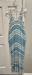 Summer Maxi Dress – Boho Flowy Style; Aqua Blue & White By Lovestitch Size S/M