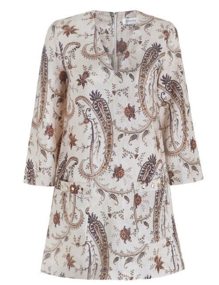 Zimmermann linen &lsquo;Mischief&rsquo; stud smock with v neck. Size 1 UK 8