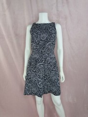 Tory Burch Womens Black White Floral Paisley Sleeveless Sheath Dress Size 6 Silk