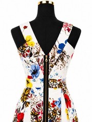 ERDEM Fabienne Floral Fit & Flare Midi Dress US 8 V-Neck Pockets
