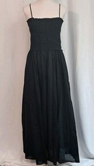 NWT J.Crew Size L Smocked Maxi Dress Cotton Voile Removable Straps Black CI259