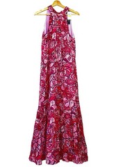 Cynthia Steffe High Neck Halter Dress Gauzy Lightweight Paisley Maxi Size M NWT