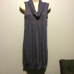 ACTIVE BASIC Womens&rsquo; Knit Summer Cowl neck Gathered Hem Mini Dress Sz M (L*)