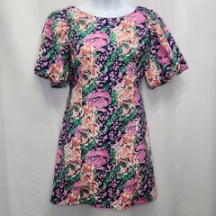 NEW Melloday Floral Puff Sleeve Mini Dress Women XL Casual Spring Pockets S07D