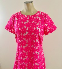 SAIL TO SABLE Womens Sz 6 Pink Embroidered Floral Daisy Short Sleeve Zip Dress