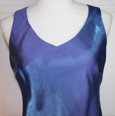 VTG Alex Evenings 2-Piece Set Jacket Maxi Sleeveless Dress Blue Iridescent Sz 8