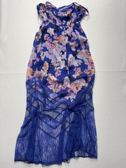 Candies Dress Juniors Medium Blue Floral Lace Maxi Scoop Neck Lined Sundress