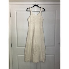 Haute Hippie NWT Cotton Stitch Embroidered Ivory Sleeveless Dress Size Medium