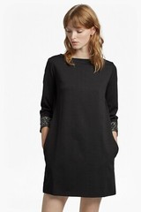 French Connection – Sparkle Sequin Cuff Dress – Black/Gunmetal