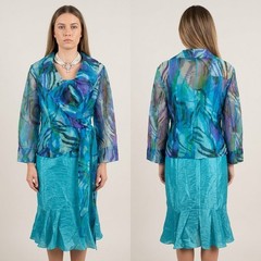 Michaela Louisa turquoise multi over the knee wedding Dress Suit Size 12
