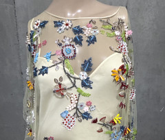 New Naeem Khan Runway Bead Embroidered Ruffle Long Maxi Kaftan Gown Dress US 8
