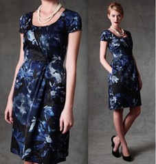 Banana Republic Mad Men Collection Blue Begonia Sheath Dress 0 4
