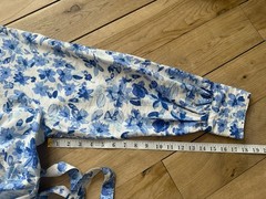 H&M Blue Floral Mini Shirt Dress Long Sleeve Button Tie Belt Short XXL UK 24-26