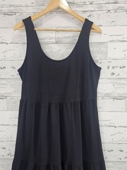 Crown Ivy Sleeveless Scoop Neck Tiered Black Maxi Dress 100% Cotton Womens Large