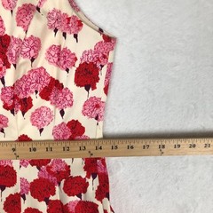 MAGGY LONDON Carnation Floral Fit & Flare Sleeveless Dress Sz 4 Pink Red Pockets