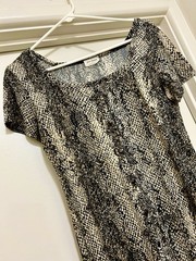 Free Kisses Black Brown White Snake Print Mini Dress Square Neckline Cap Sleeve