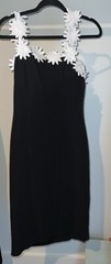 NAEEM KHAN NK32 $695 Daisy Dress Black w White Daisies Floral Trim Sz 2 USA