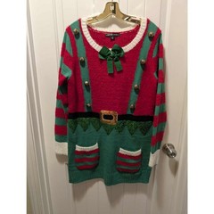 UNITED STATES Sweaters Elf Ugly Christmas Sweater Dress Bells Pockets Size L