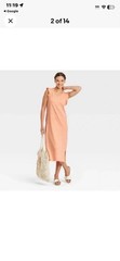 Universal Thread Coral Dress Ruffle Sleeve XL Side Slit Maxi Midi Womens