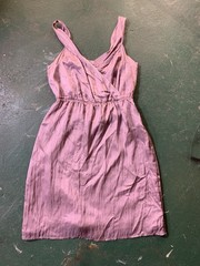 NWT BR Monogram Purple Satin V-Neck Sleeveless Twist Sheath Knee Dress Size 4
