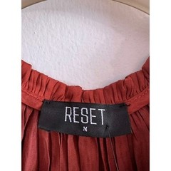 Reset by Jane Rust Orange Pleated Tiered Midi Dress Flutter Sleeve JD729 Medium