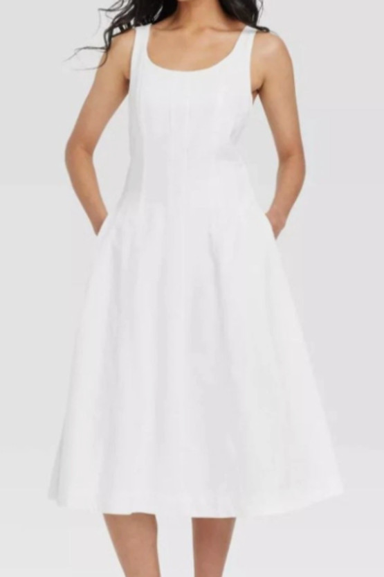 NEW A New Day Women&rsquo;s Corset Midi A Line Dress White Size 4