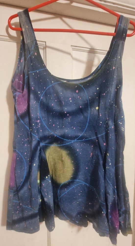 Splatter Dyed Navy & Multicoloured Mini Dress Sleeveless 100% Cotton From Bali