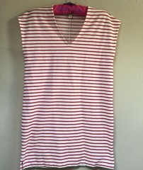J.Crew Womne&rsquo;s Small White Red Striped V-neck Tunic Dress Cap Sleeve Pullover