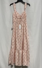 Petal + Pup Women&rsquo;s Kendra Maxi Dress Pink Floral Tiered Lace Up NWT Sz S