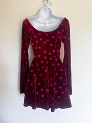 NWT Dolls Kill Sugar Thrillz Valentine Wish Mini Dress Red Heart Velvet Small