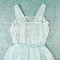 Vintage Munsingwear Sz S White Nightgown Smocked Ribbon Waist Tie Sheer 60s USA
