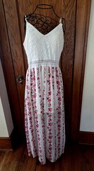 Rue 21 Large Lace Floral Sundress Semi Sheer Spaghetti Strap Lined Summer Dress