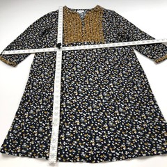 J. Jill Small 100% Rayon Mini Embroidered Dress Blue Floral All Over Print MINT
